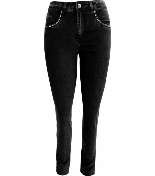calça jeans cintura alta preta feminina